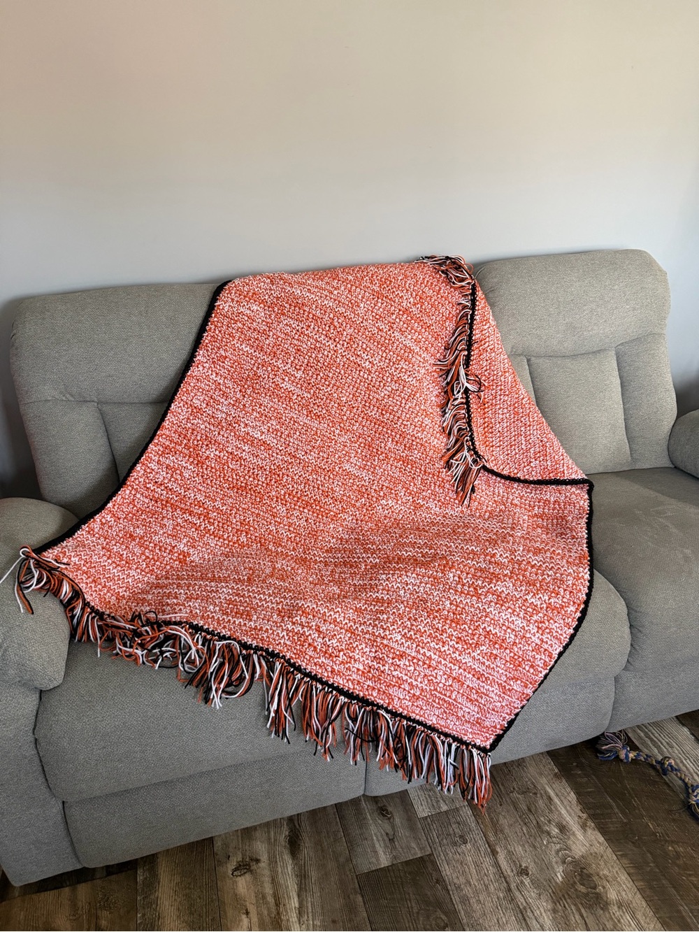 Cozy Coral Knit Throw Blanket with Fringe